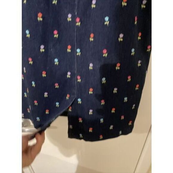 LILLY PULITZER Jean Skirt Blue Denim floral STRETCH Embroidered A Line Size 4 - Picture 7 of 8